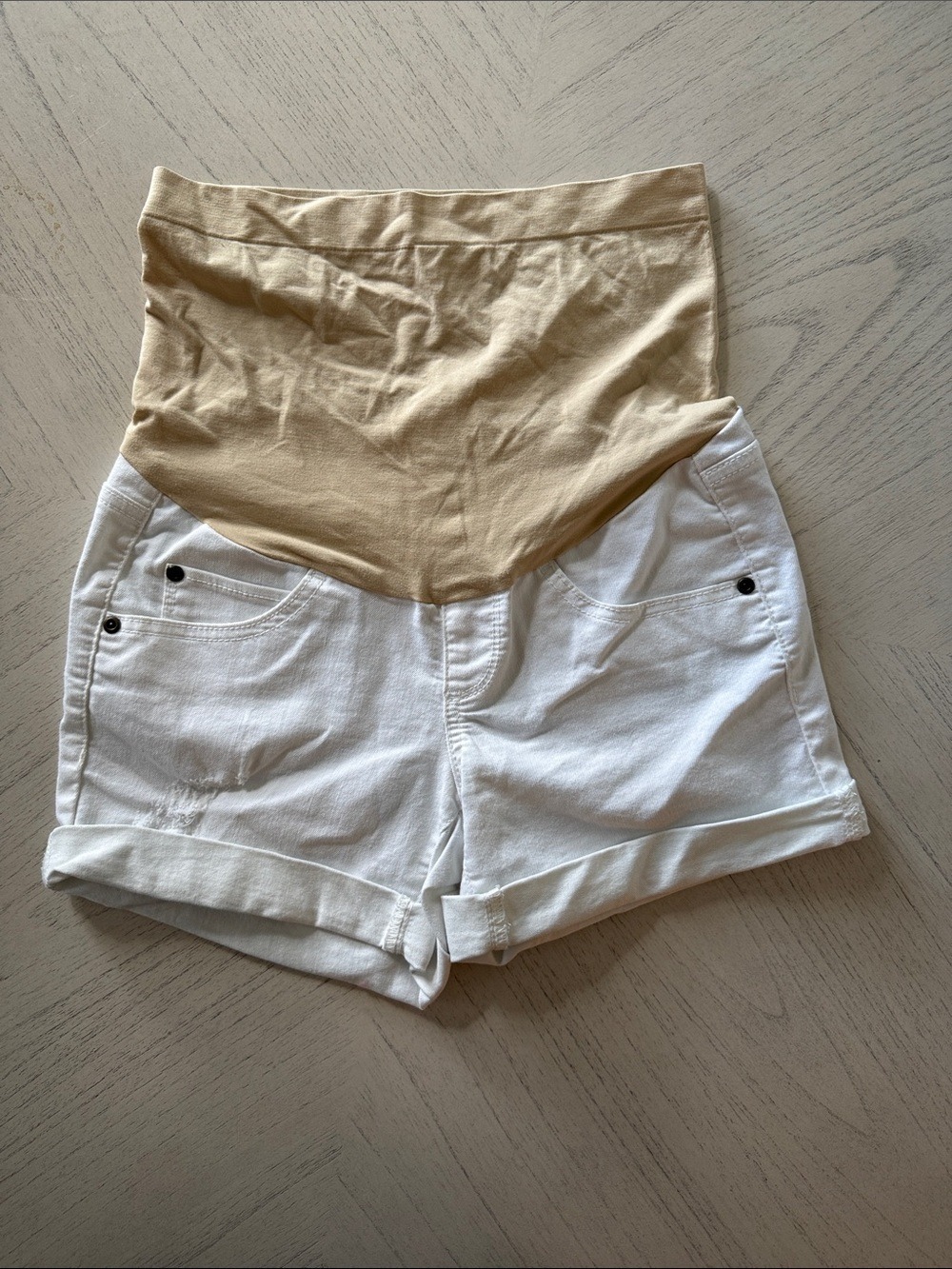 a.glow Maternity White Denim Boyfriend Shorts - Size 2 -  [PH1133]